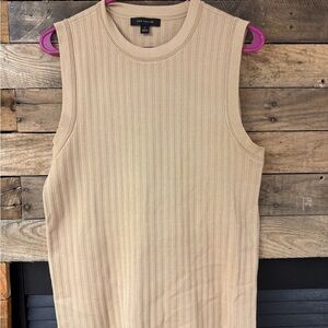 Ann Taylor Sleeveless Ribbed Top in Cream